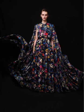 2025 Autumn New Round Collar Cloak Dress Design Waist Long Dress Dress Woman